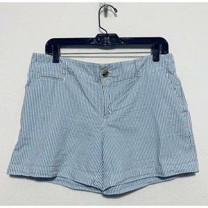 Vineyard Vines Womens Seersucker Shorts Pockets Blue White Classic 5" Size 10